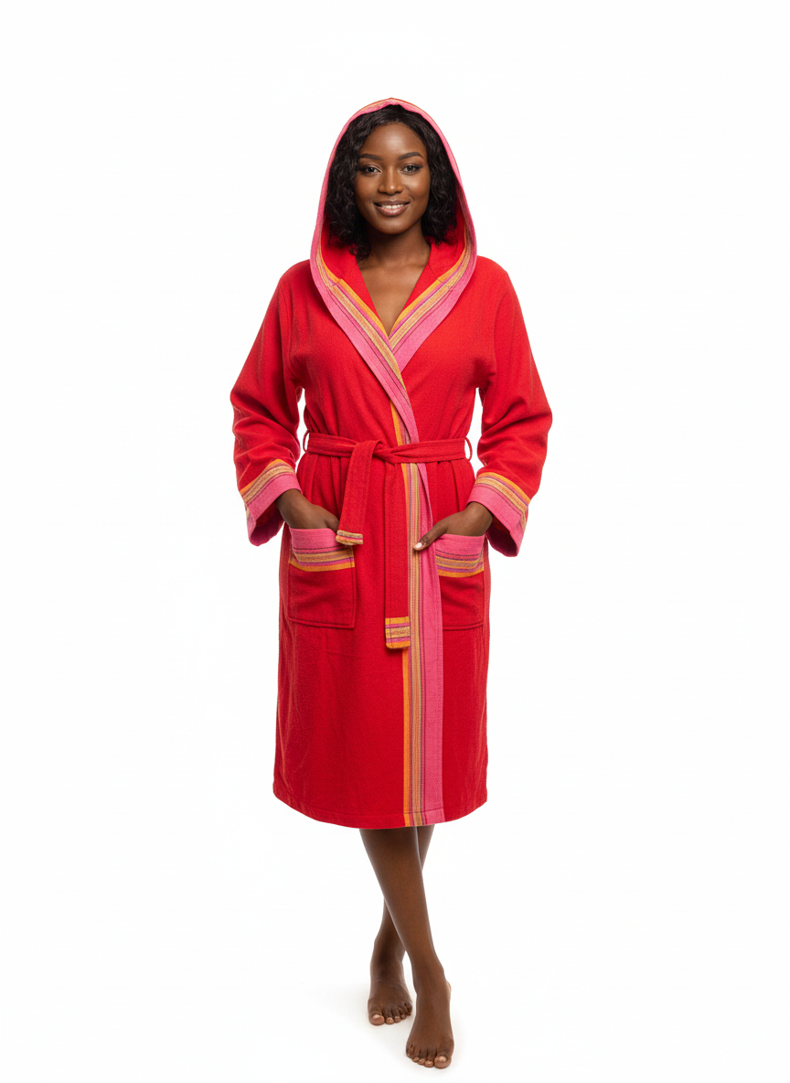 Kikoy Bathrobe / Gown – Handmade Kenyan Cotton Robe by Oneway Kenya
