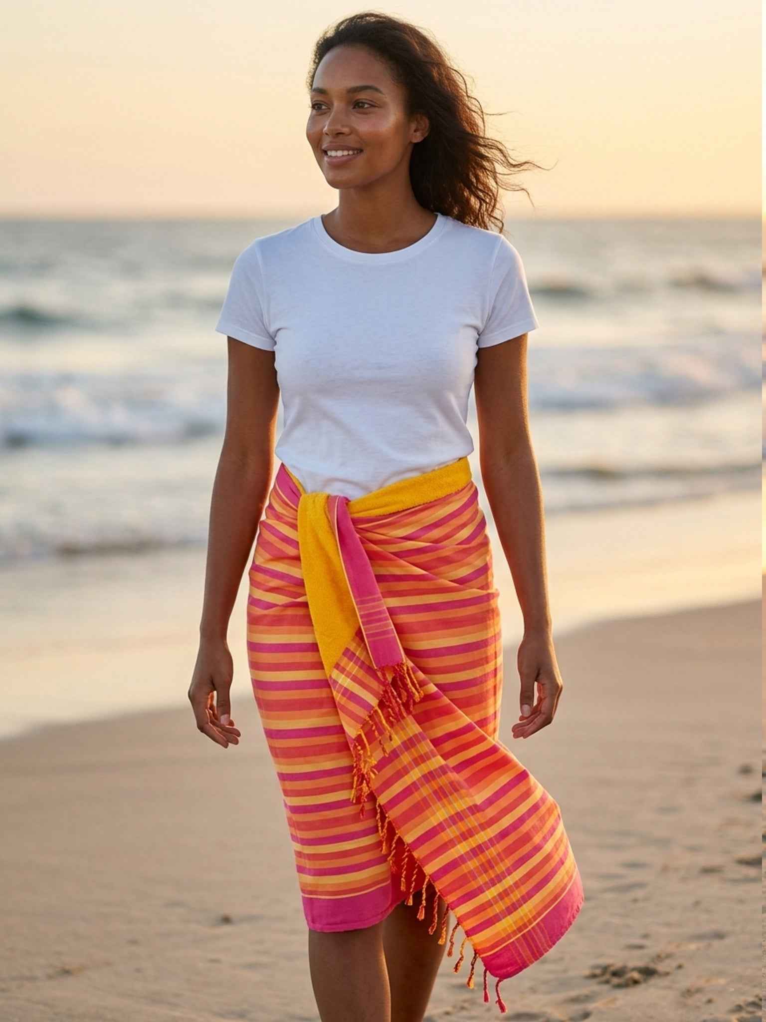Kikoy Towel Lime Stripe - Vibrant, Versatile Beach & Bath Essential