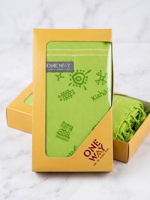 Printed Kikoy Wrap – Kichane Design (100% Cotton) Lime
