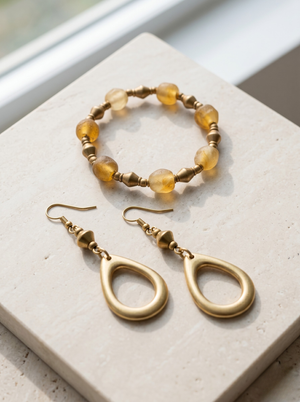 Lions Mane Bracelet and Earring Set - Elegant Bracelet & Earring Set