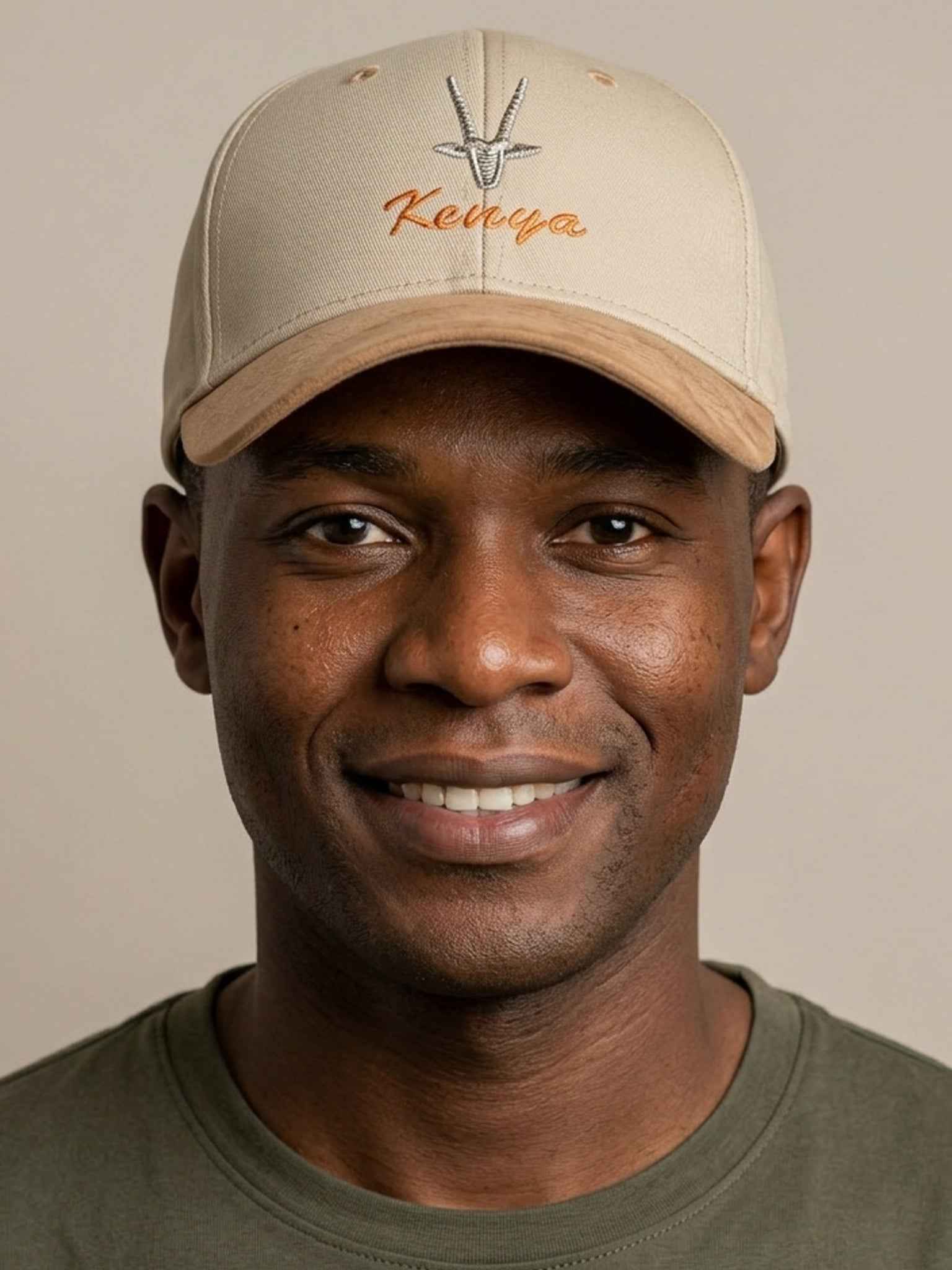 Small Antelope Kenya - Embroidered Leather Peak Cap