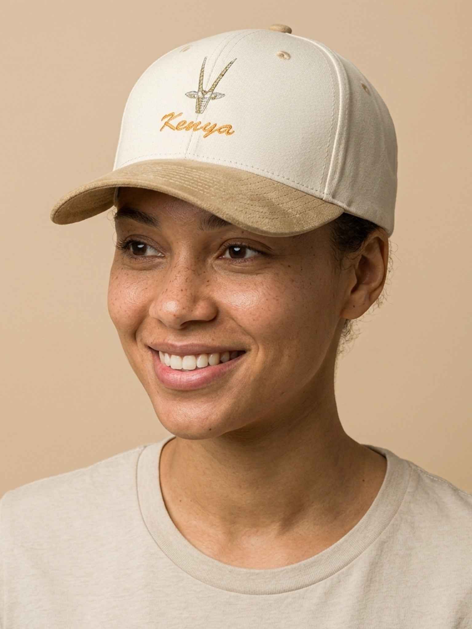 Small Antelope Kenya - Embroidered Leather Peak Cap