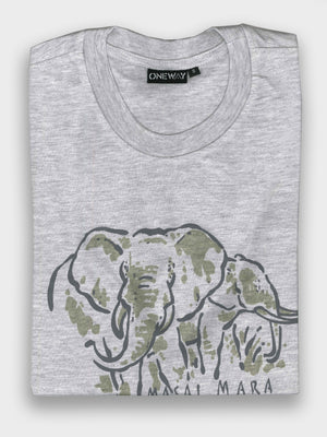 Oneway Kenya Masai Mara Elephants Print T-Shirt – 100% Cotton
