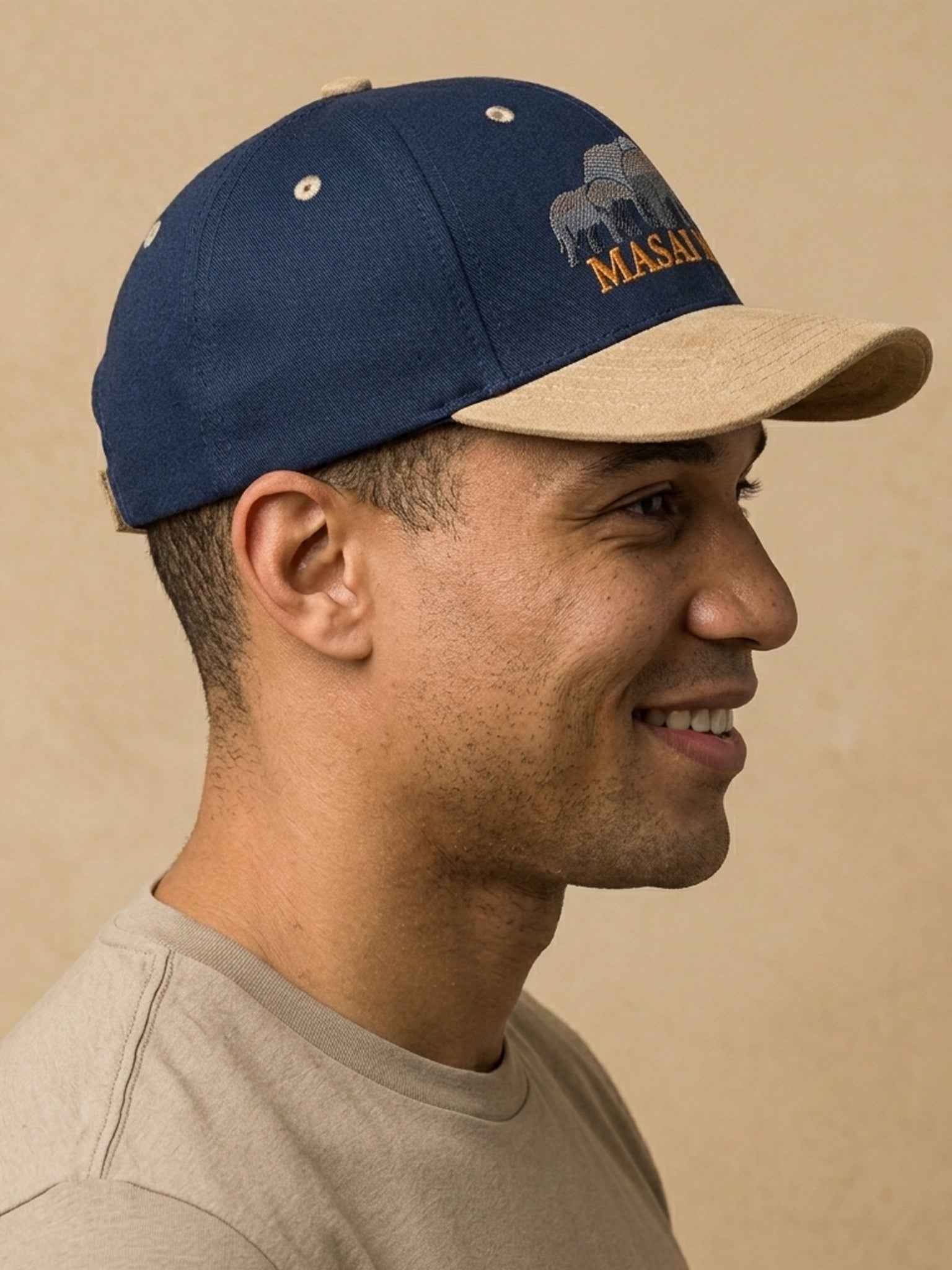 Masai Mara Embroidered Leather Cap - Unique Peak Design