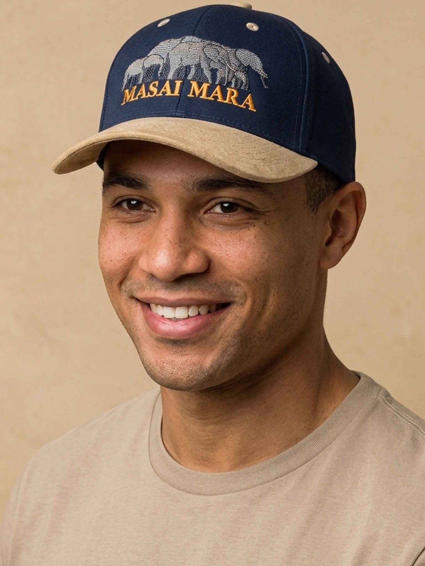 Masai Mara Embroidered Leather Cap - Unique Peak Design