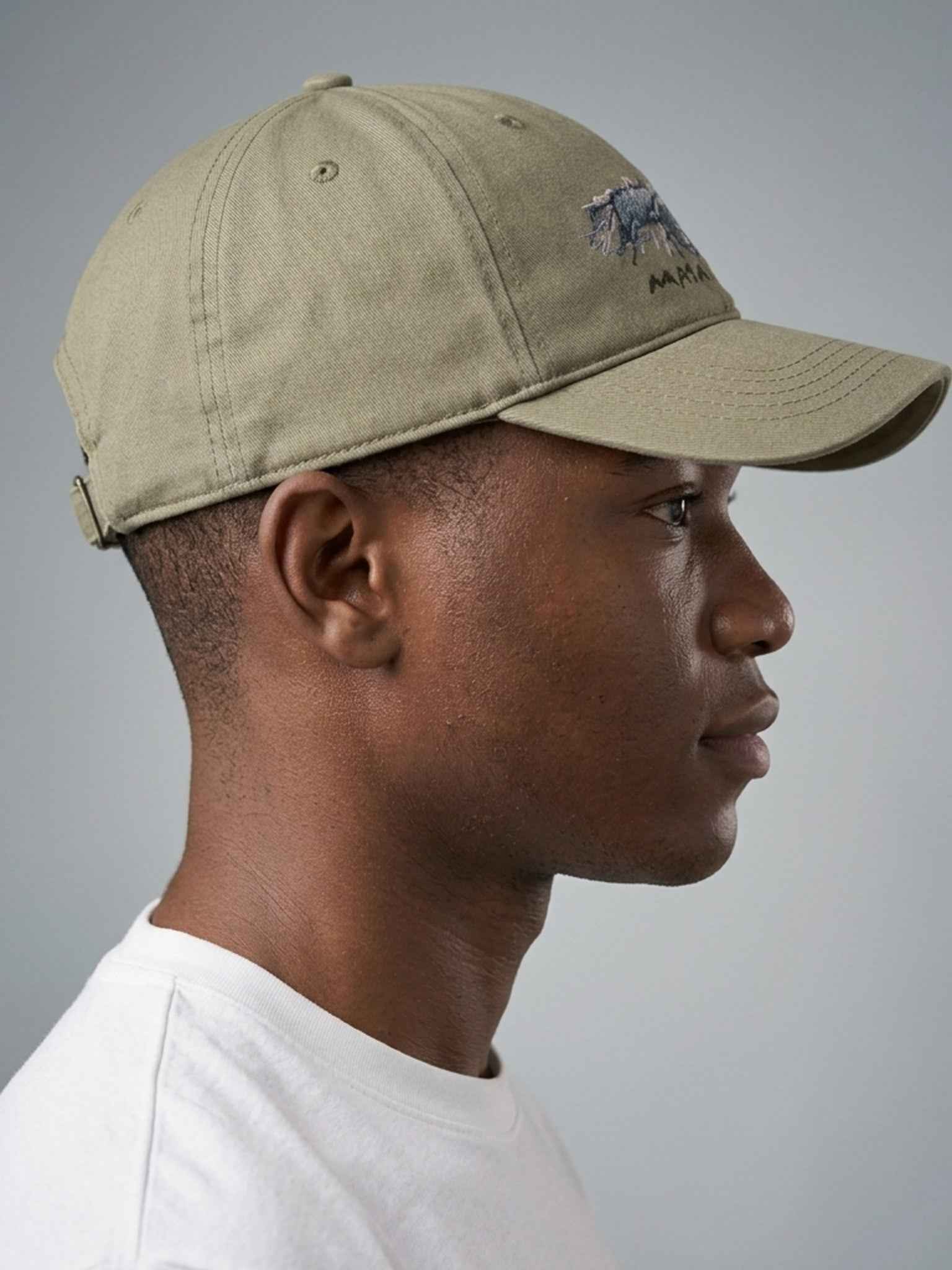 Maasai Mara Embroidered Cap - Cotton Twill Wildebeest Design