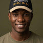 Masai Mara Wildebeest Cap - Embroidered Leather Peak Cap