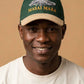 Masai Mara Wildebeest Cap - Embroidered Leather Peak Cap