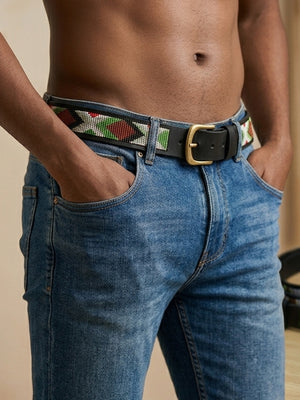 Large Dark Diamonds– Beaded Leather Belt | 600