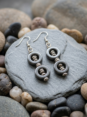 Racheal Earrings - Industrial Gunmetal & Silver Ring Jewelry | OneWay Kenya