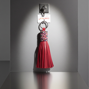 Leather Beaded Keychain - Blue - Onewaykenya