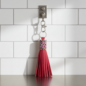 Leather Beaded Keychain - Blue - Onewaykenya