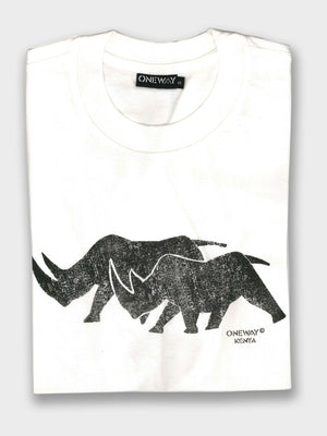 Rhino Woodcut T-Shirt – Premium Cotton | Oneway Kenya