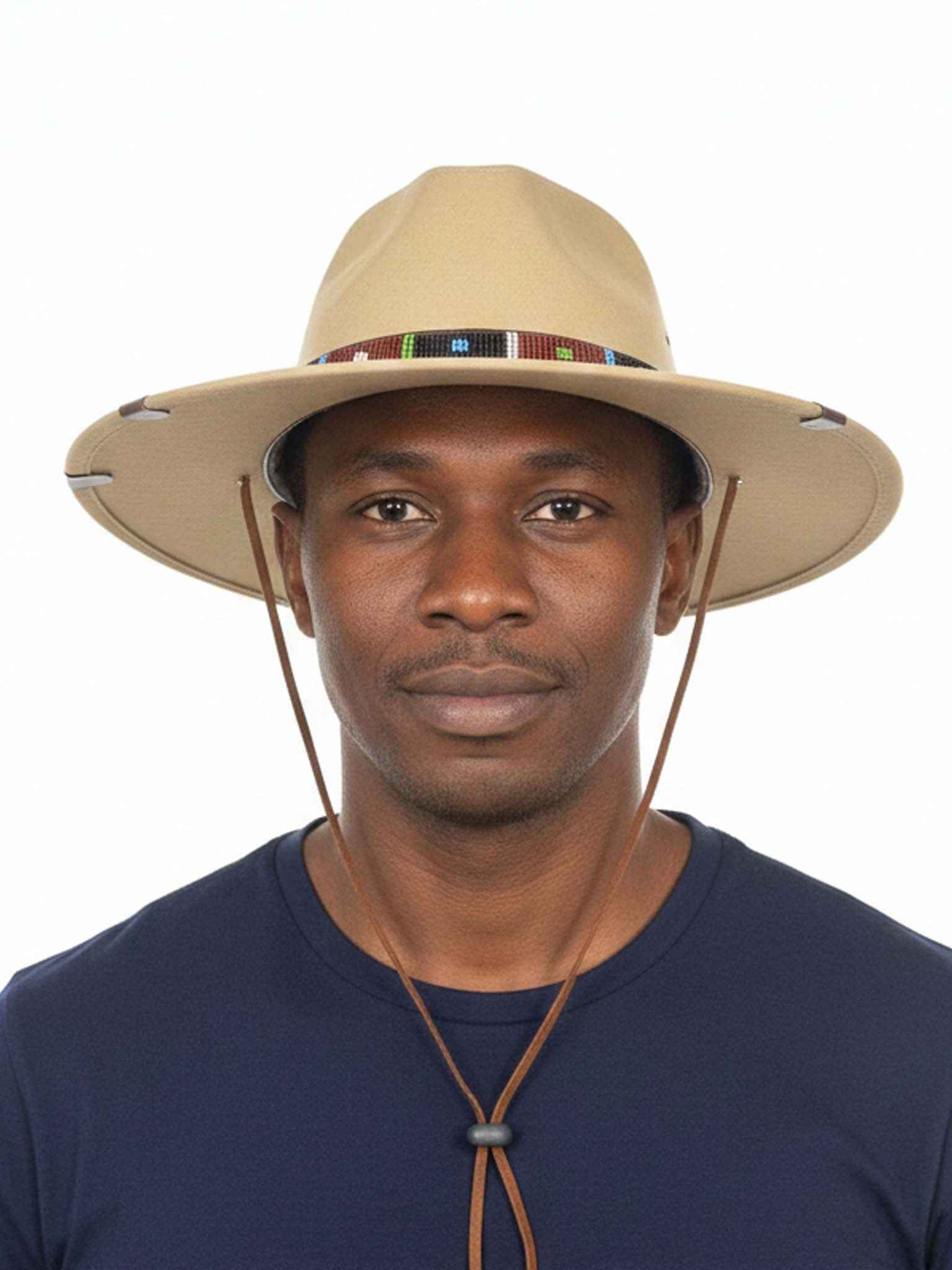 Safari Hat With Beaded Straps – Handcrafted Outdoor & Travel Hat 725 (Copy)