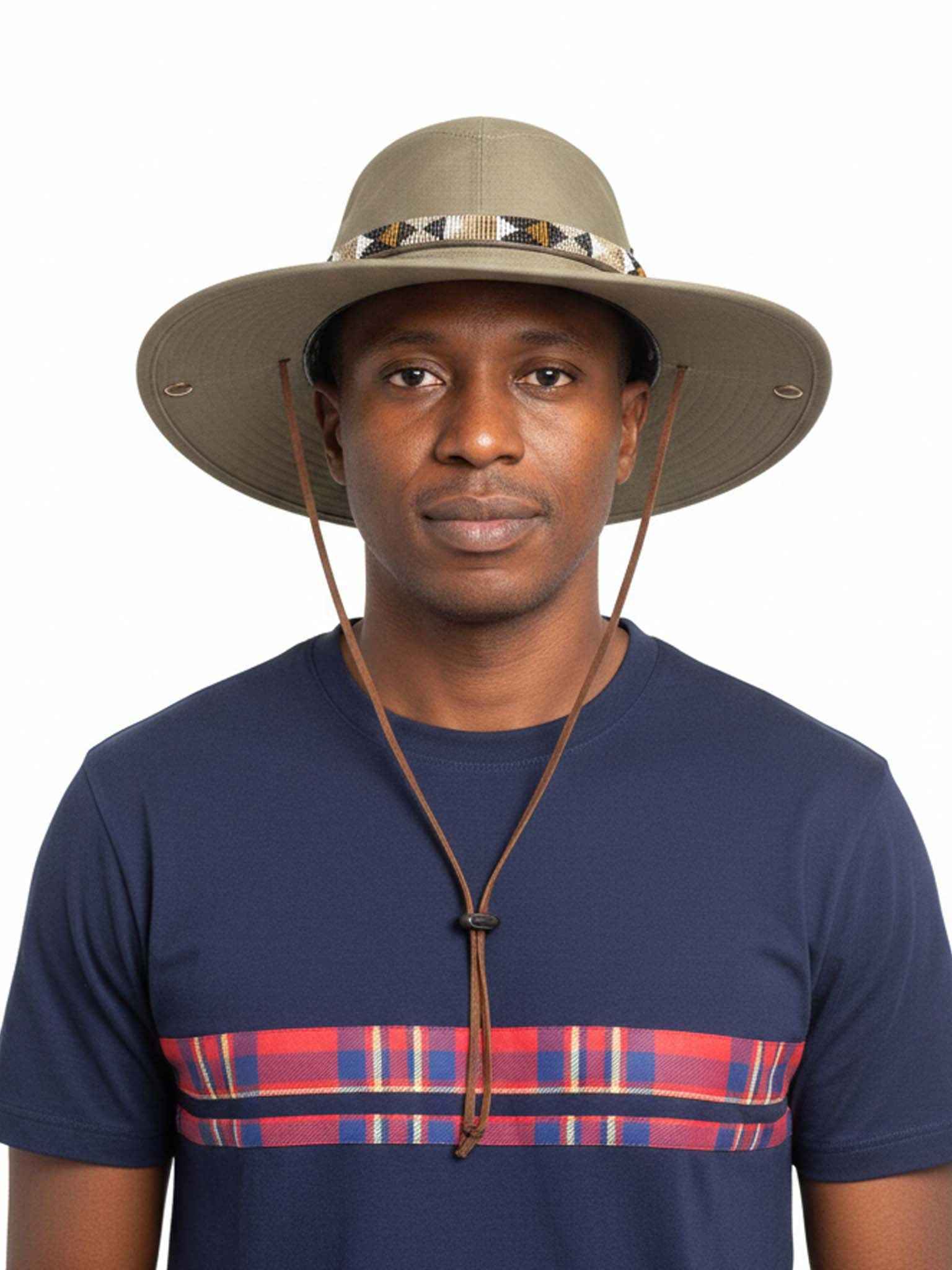 Safari Hat With Beaded Straps – Handcrafted Outdoor & Travel Hat 725 (Copy)