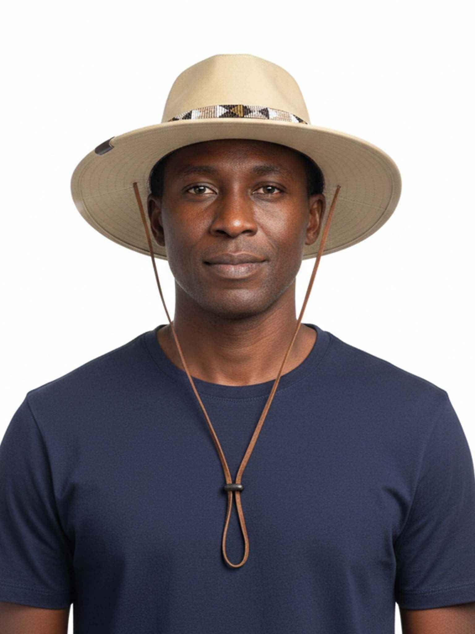 Safari Hat With Beaded Straps – Handcrafted Outdoor & Travel Hat 725