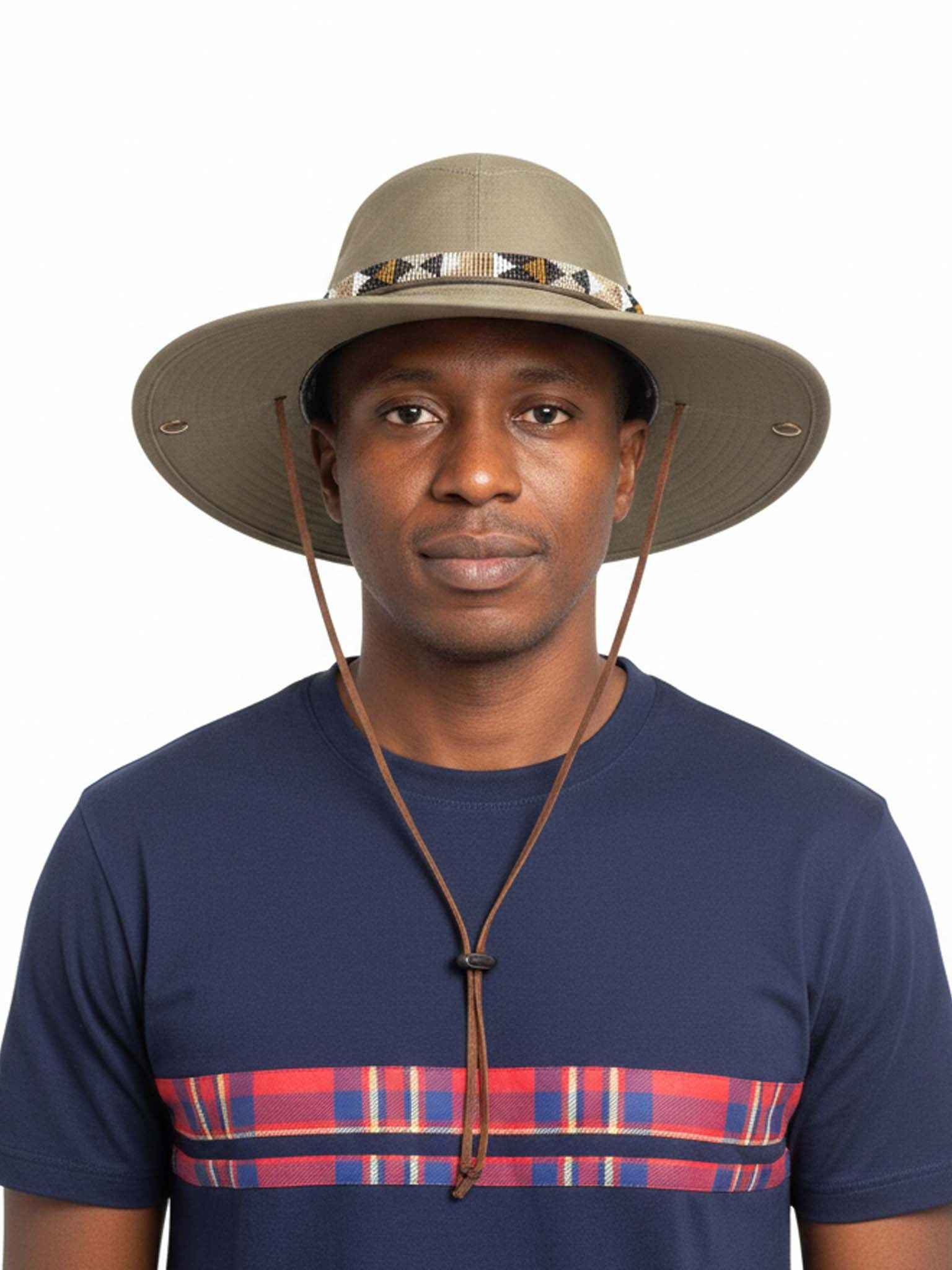Safari Hat With Beaded Straps – Handcrafted Outdoor & Travel Hat 725 (Copy)