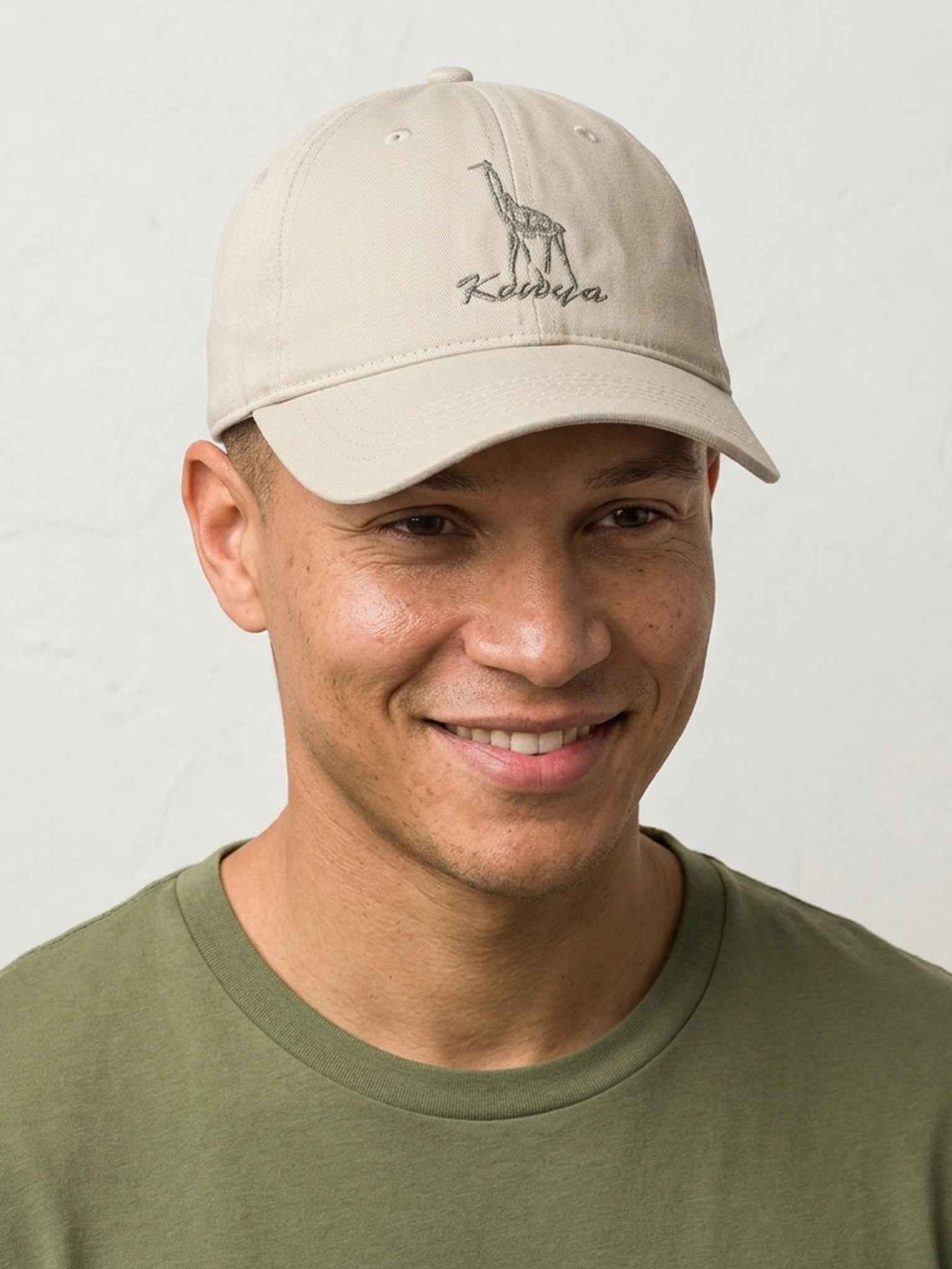 Small Giraffe Cap - Embroidered Cotton Twill Cap from Kenya
