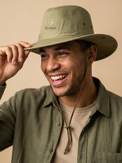 Small Paw Safari Hat - Embroidered Big Safari Hat for Adventure and Sun Protection