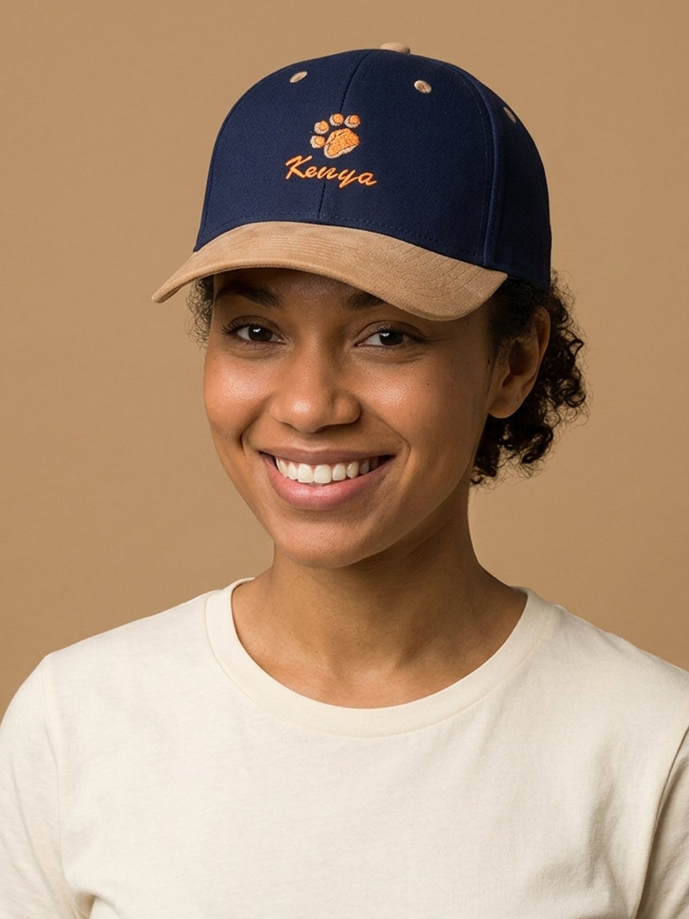 Small Paw Kenya Leather Peak Cap - Embroidered Quality Headwear