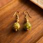 Tracey Earrings - Marbled Green & Gold Brass Artisan Jewelry | OneWay Kenya