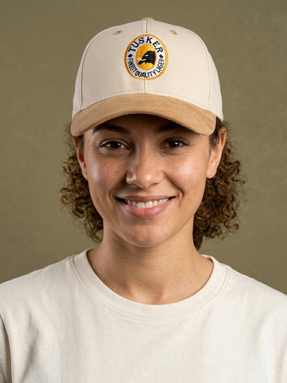 Tusker Embroidered Leather Peak Hat for Stylish Outdoor Adventures