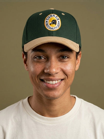 Tusker Embroidered Leather Peak Hat for Stylish Outdoor Adventures