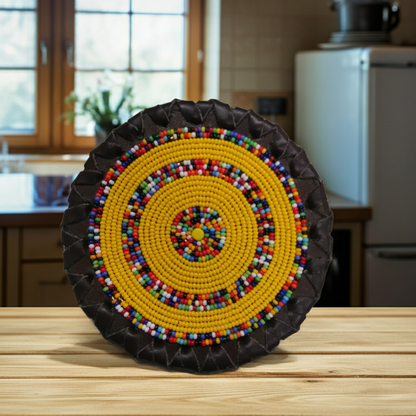 Luxurious Beaded Leather Coasters - Ethical Home Decor