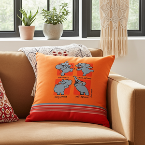 Kikoy Cushion Covers – 4 Fun Elephant Prints | 100% Cotton, Handmade in Kenya
