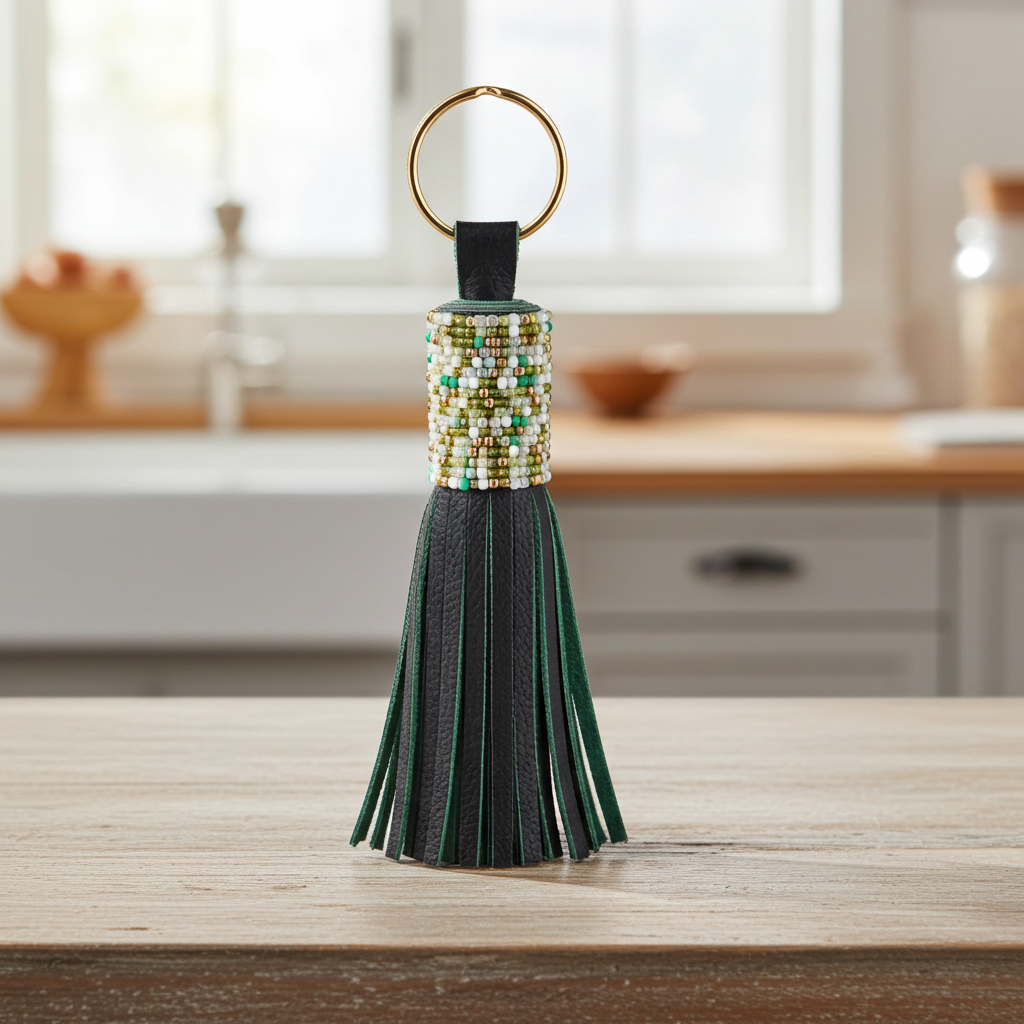 Leather Beaded Keychain - Onewaykenya