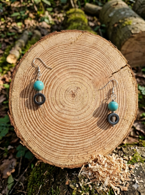 Janet Earrings - Turquoise Stone & Industrial Metal Drop Jewelry | OneWay Kenya