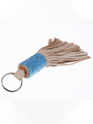 Leather Beaded Keychain
