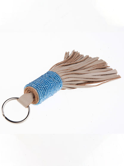 Leather Beaded Keychain