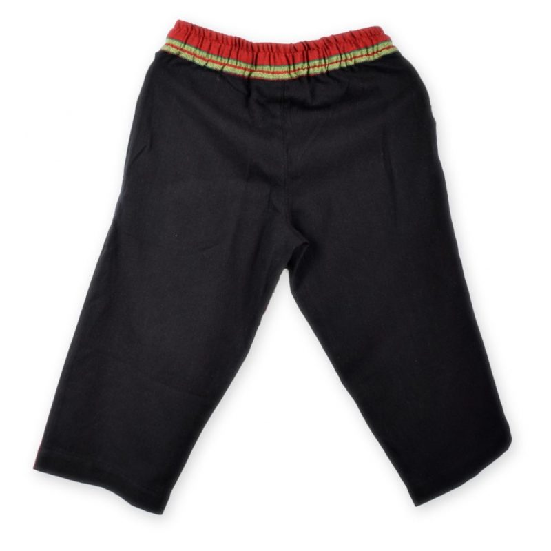 Kids Elasticated Kikoy Pants - Black