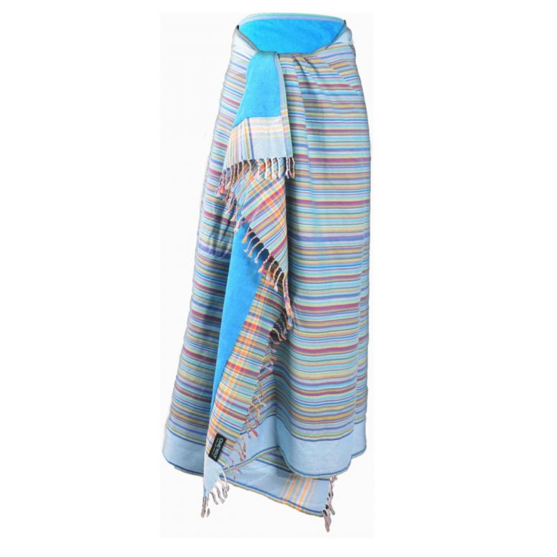 Kikoy Towel turquoise-striped - ONEWAY KENYA